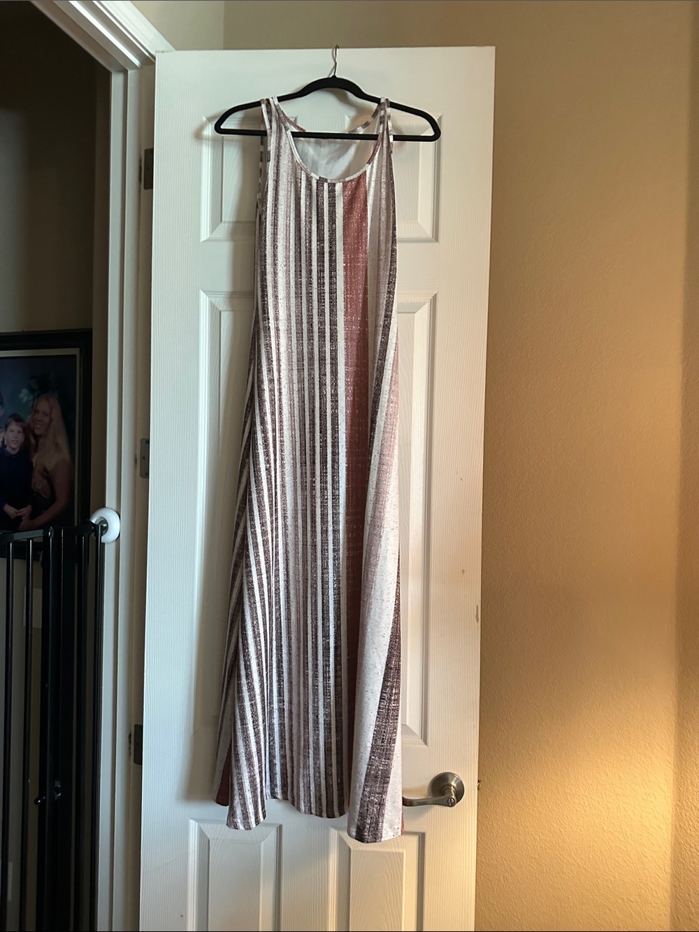 Sleeveless Striped Maxi Dress in Brown and Cream